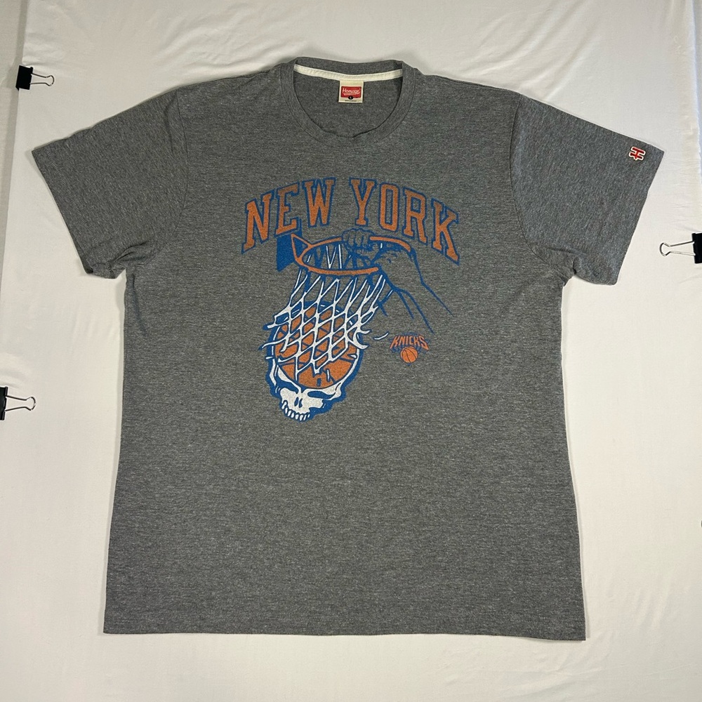 Homage New York Knicks x Grateful Dead Graphic T-Shirt Size L Gray Tri Blend